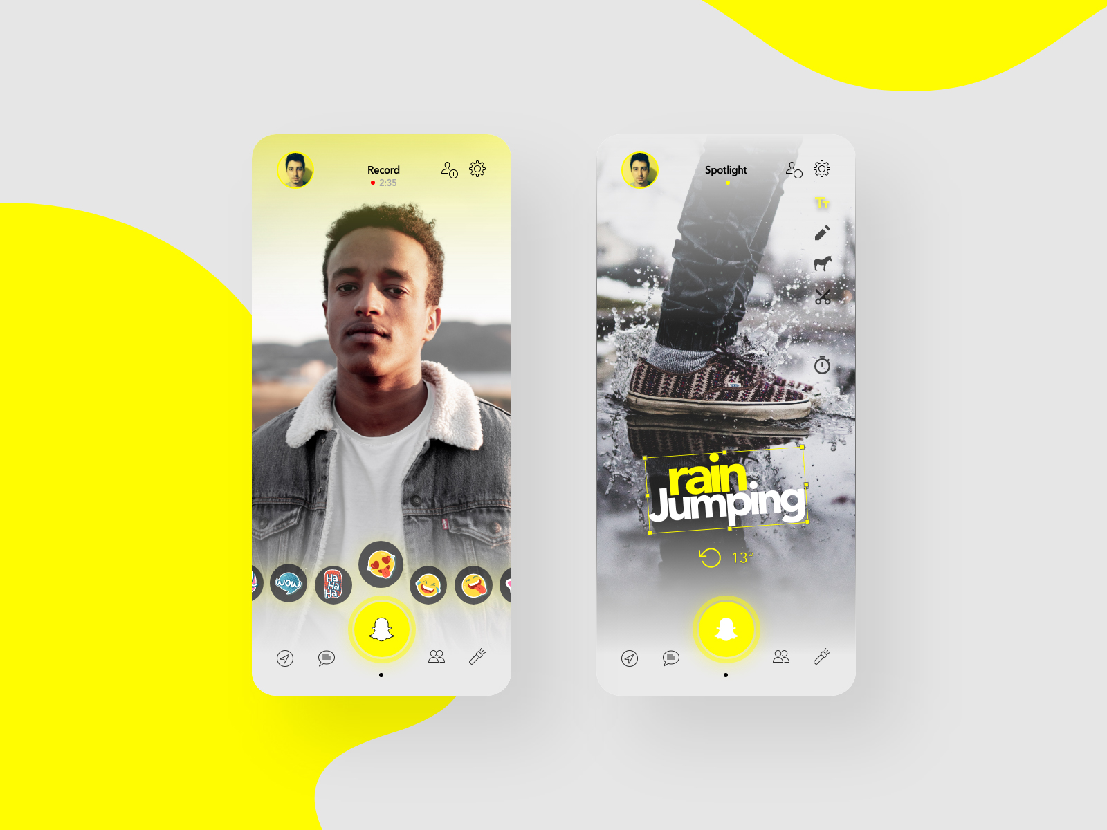 Snapchat Redesign mobile app UI concept